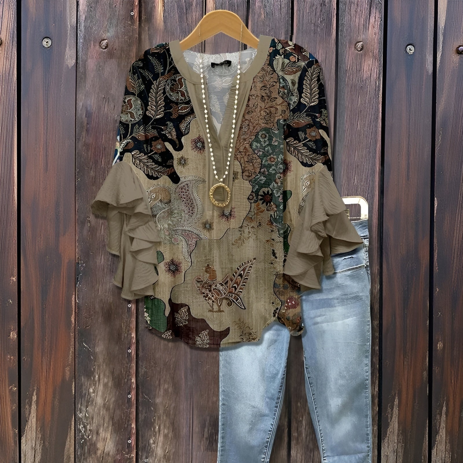 Nyaira – Let bluse med flæseærmer