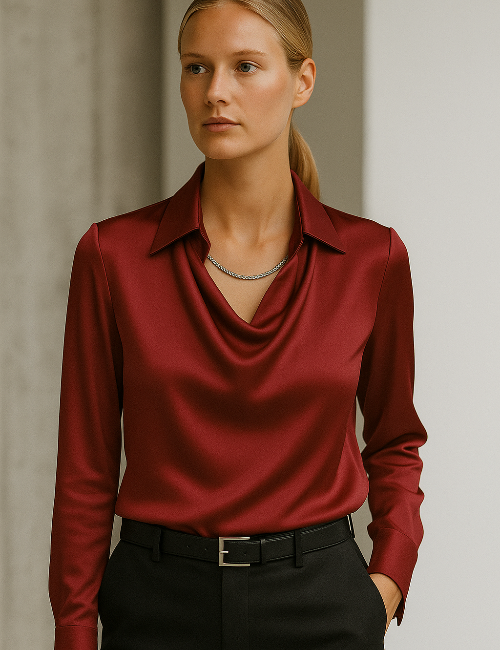 Ida Satinbluse | Tidløs Silhuet med Moderne Glans
