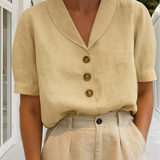 Christina™ – Let bluse i hør-bomuld