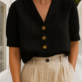 Christina™ – Let bluse i hør-bomuld