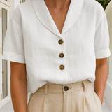 Christina™ – Let bluse i hør-bomuld