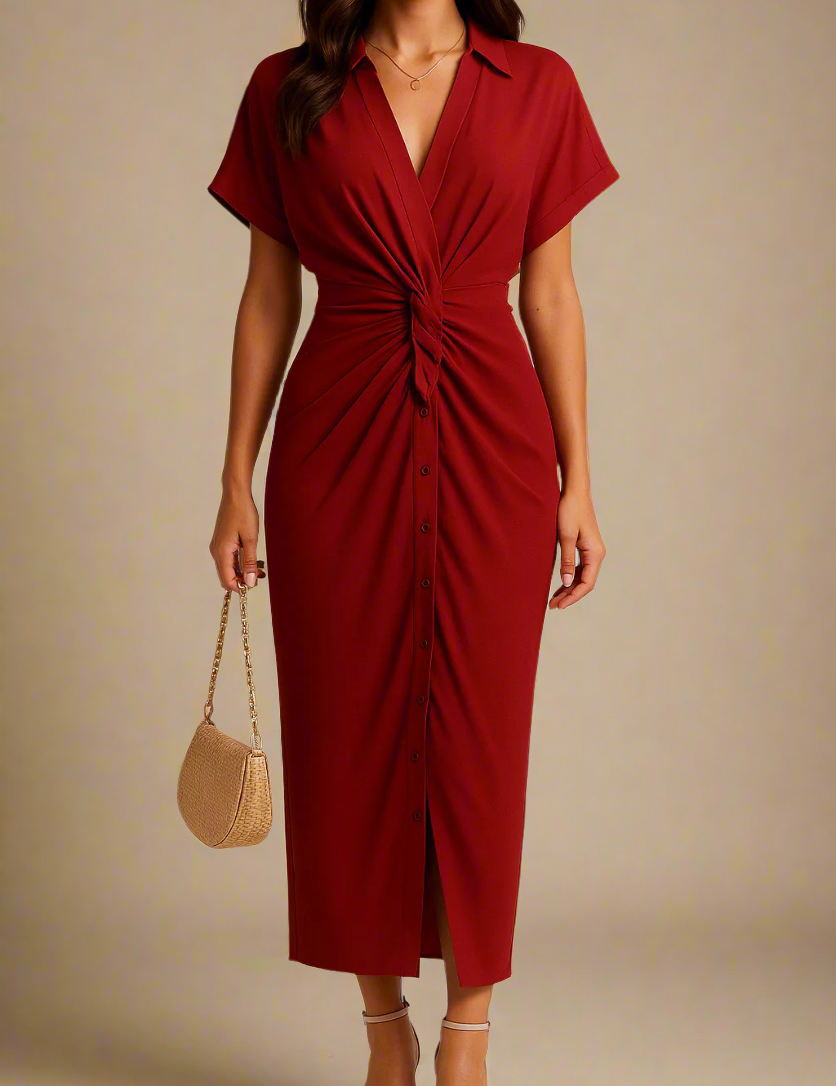 VILMA KJOLE | Lang kjole med knudedetalje