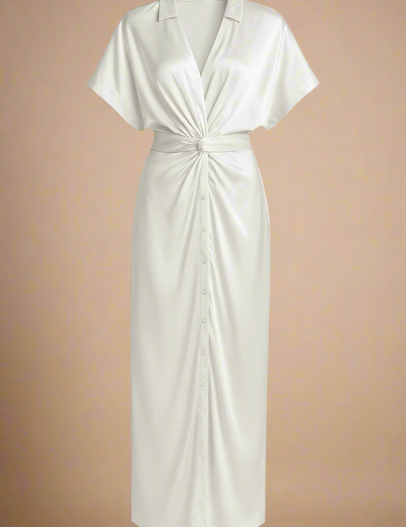 VILMA KJOLE | Lang kjole med knudedetalje