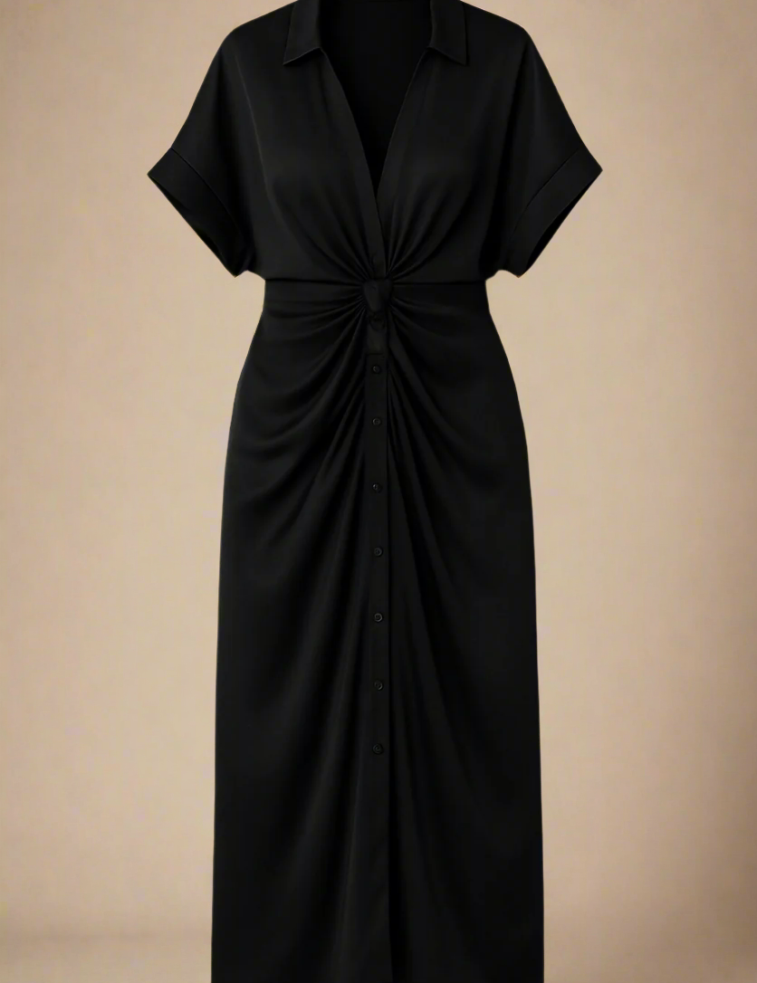 VILMA KJOLE | Lang kjole med knudedetalje