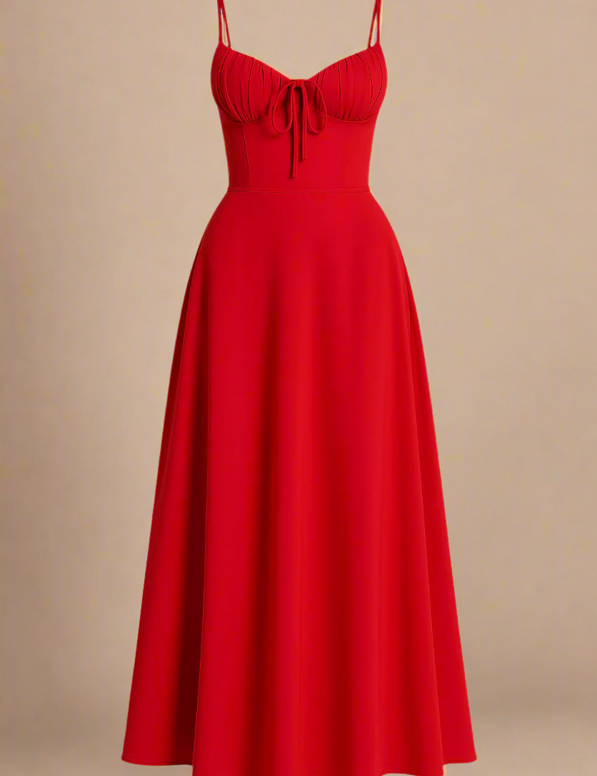 LEA KJOLE | Lang kjole med corsage-top og tynde stropper