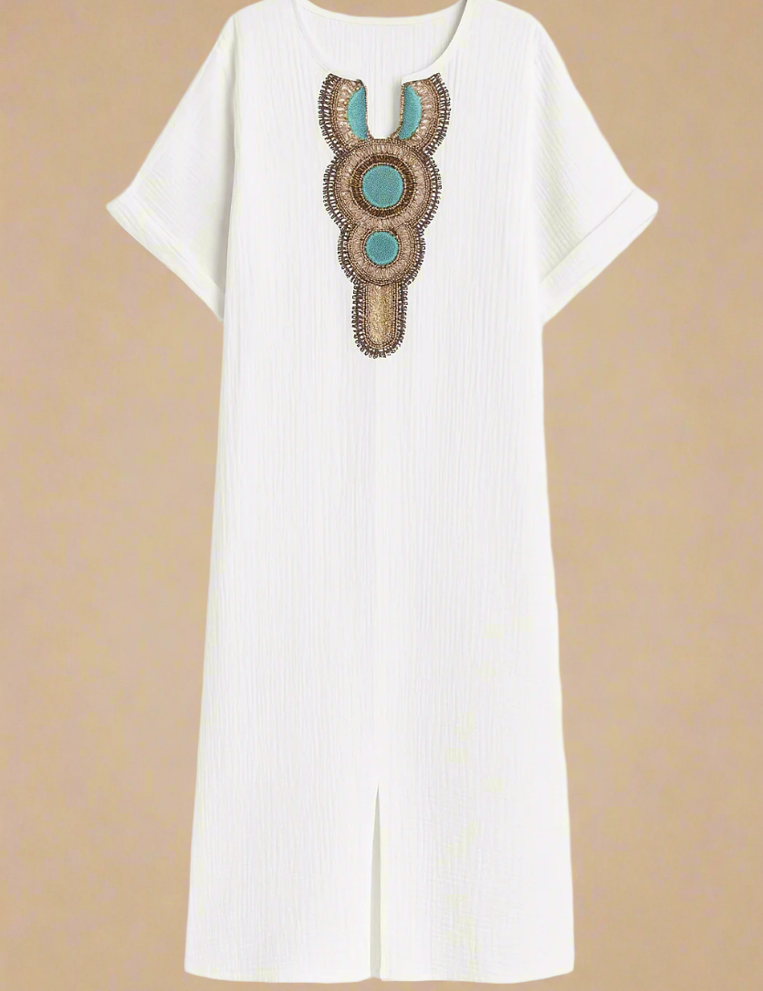 SAGA KJOLE | Lang kjole med decoteret hals og sideslidser