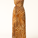 Alva Kjole | Plisseret one-shoulder kjole med zebramønster