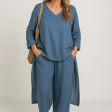 Sæt Norena | Ensfarvede & Komfortable Bukser + Matchende Top