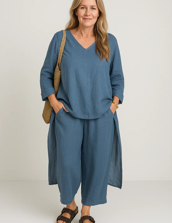 Sæt Norena | Ensfarvede & Komfortable Bukser + Matchende Top