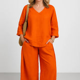 Sæt Norena | Ensfarvede & Komfortable Bukser + Matchende Top