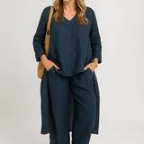 Sæt Norena | Ensfarvede & Komfortable Bukser + Matchende Top