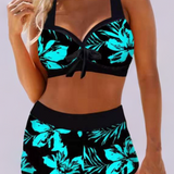 Liora | Badedragt med høj talje og blomsterprint