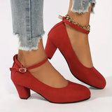 Wilma | Stilfulde Pumps med Ankelrem og Blokhæl