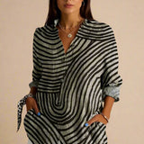 Maja blusen | Langærmet skjorte med grafisk mønster og moderne snit