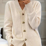 Alma™ – Sort cardigan med gyldne hjerteknapper